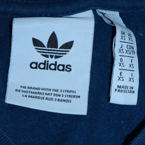 Adidas Men Blue XS Pullover Sweatshirt with Logo Stripes