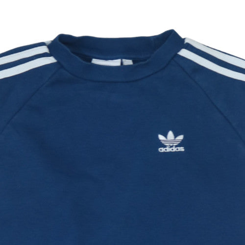 Adidas Men Blue XS Pullover Sweatshirt with Logo Stripes