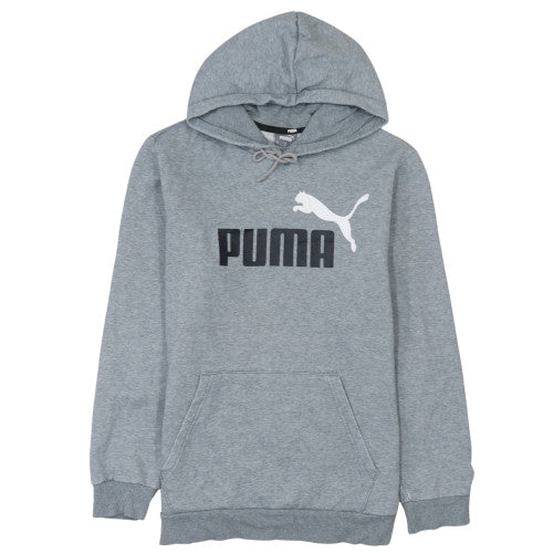 Puma Men's Grey Pullover Hoodie M Logo Graphic Fleece Sweatshirt