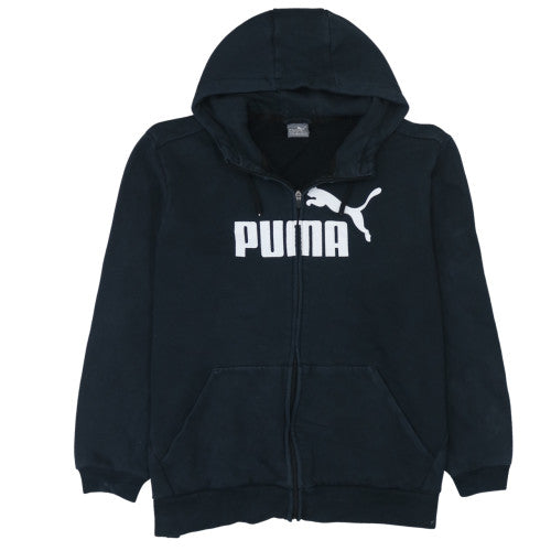 Puma Men's Black XL Full Zip Hoodie with Logo Graphic