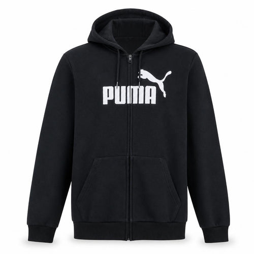 Puma Men's Black XL Full Zip Hoodie with Logo Graphic