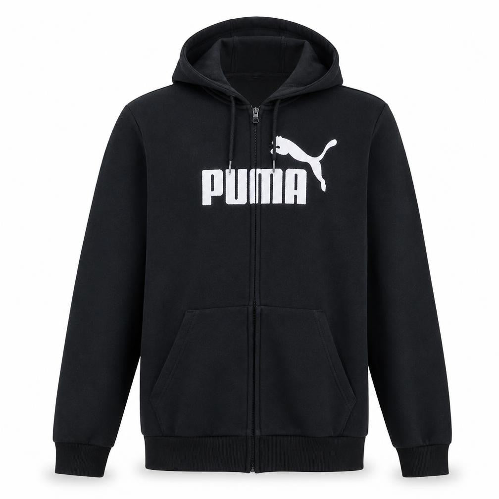 Puma Men's Black XL Full Zip Hoodie with Logo Graphic