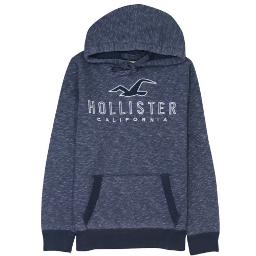 Hollister Men Blue Pullover Hoodie M Fleece Logo Sweatshirt