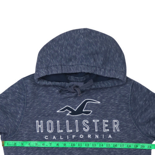 Hollister Men Blue Pullover Hoodie M Fleece Logo Sweatshirt