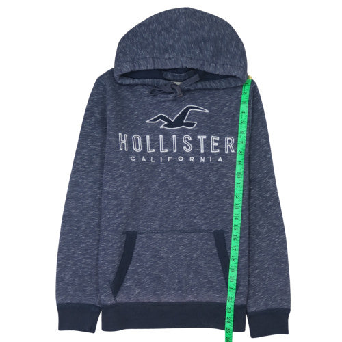 Hollister Men Blue Pullover Hoodie M Fleece Logo Sweatshirt