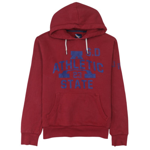 Superdry Mens Red Pullover Hoodie Size M Fleece Logo Sweatshirt