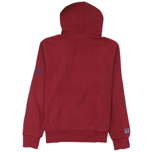 Superdry Mens Red Pullover Hoodie Size M Fleece Logo Sweatshirt