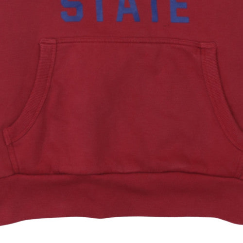 Superdry Mens Red Pullover Hoodie Size M Fleece Logo Sweatshirt