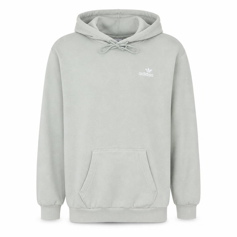 Front view of adidas Men's Green Pullover Hoodie, size S, Fleece Logo Sweatshirt