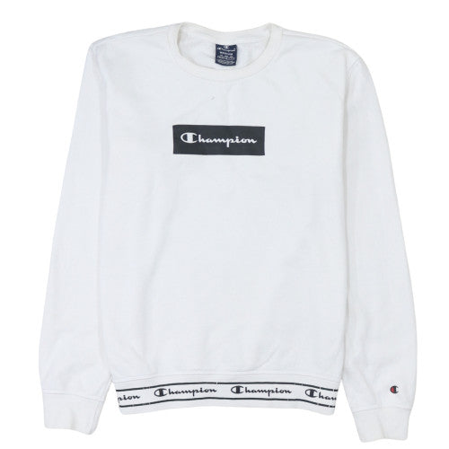 Champion Men's White Logo Pullover Sweatshirt Medium