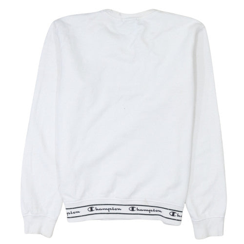 Champion Men's White Logo Pullover Sweatshirt Medium