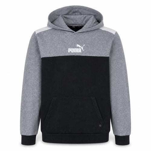 Puma Men's Grey Pullover Hoodie L Sports Fleece Sweatshirt