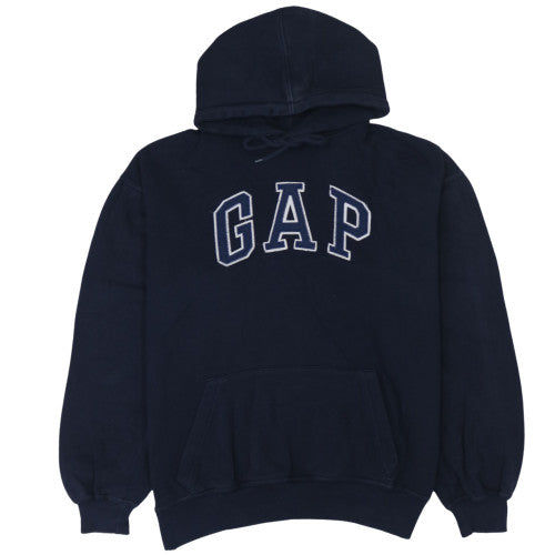 GAP Men's Blue Pullover Hoodie M Embroidered Logo Fleece Sweatshirt