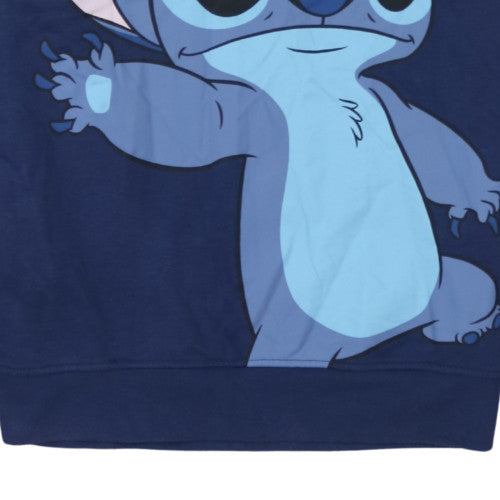 Disney Women’s Blue Stitch Hoodie XS Pullover Hooded Sweatshirt