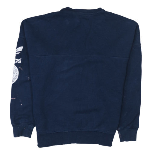 adidas Men Blue Pullover Sweatshirt M Logo Graphic Fleece