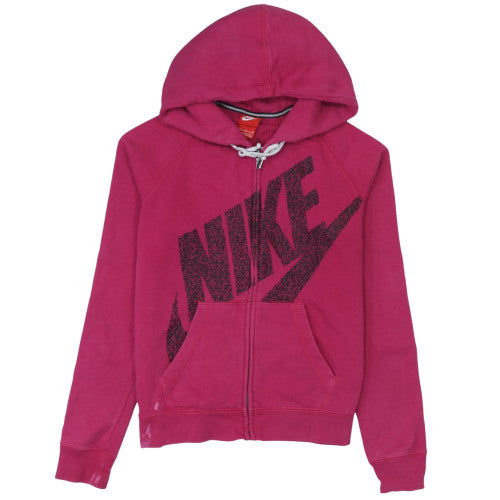 Nike Womens Pink Full Zip Hoodie M Logo Graphic Casual Sweatshirt