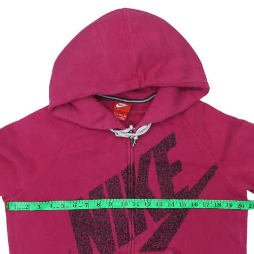 Nike Womens Pink Full Zip Hoodie M Logo Graphic Casual Sweatshirt