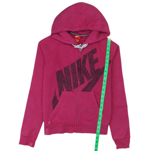 Nike Womens Pink Full Zip Hoodie M Logo Graphic Casual Sweatshirt