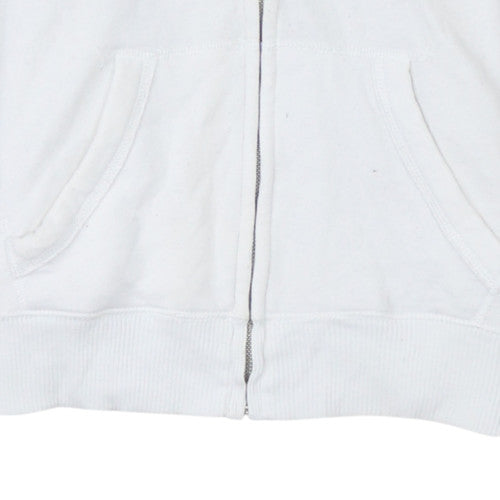 Hollister Men's White Full Zip Hoodie S Logo Fleece Sweatshirt