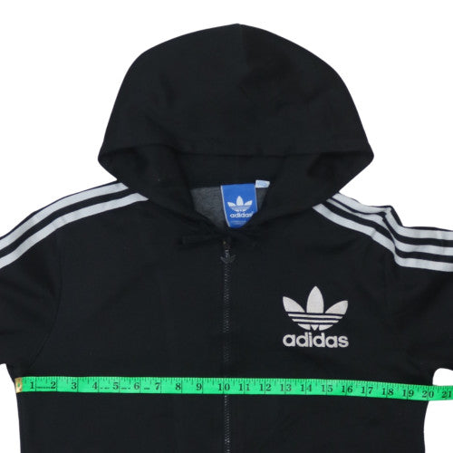 Adidas Women Black Full Zip Hoodie Size M Hooded Sweatshirt