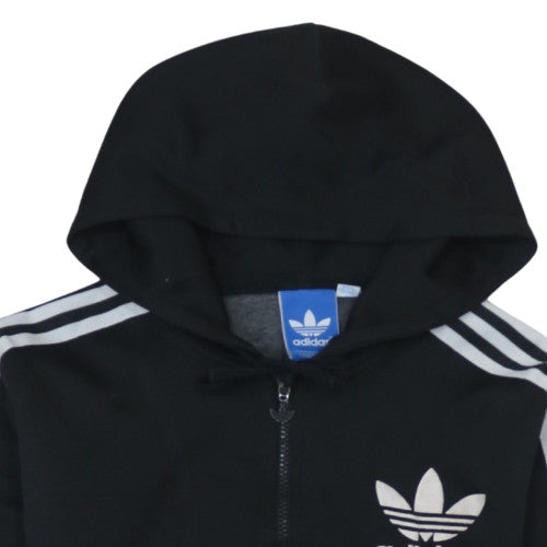 Adidas Women Black Full Zip Hoodie Size M Hooded Sweatshirt