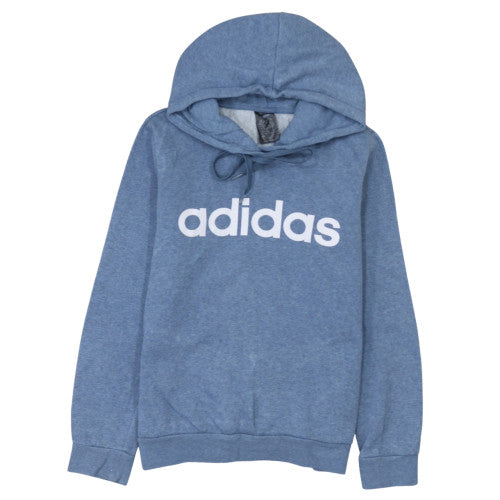 Adidas Womens Blue Pullover Hoodie Small Hooded Logo Sweatshirt