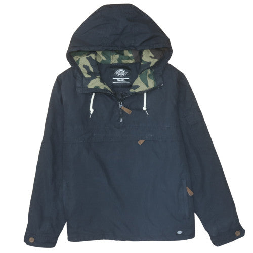 Dickies Men's Black Small Hooded Anorak Jacket with Camouflage Lining