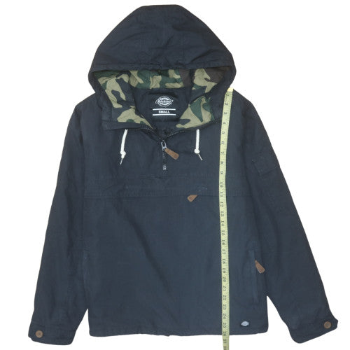 Dickies Men's Black Small Hooded Anorak Jacket with Camouflage Lining