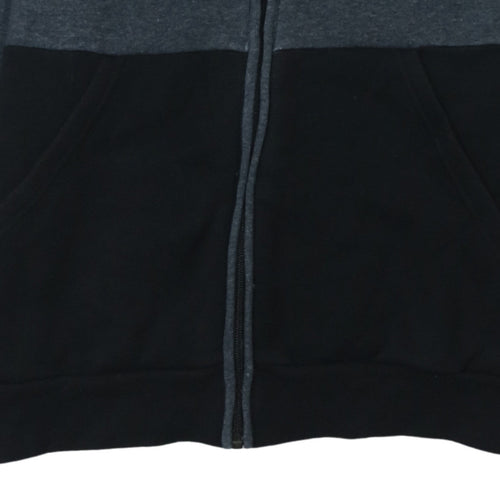 Adidas Boys Grey Black Full Zip Hoodie 13-14 Years Hooded Sweatshirt