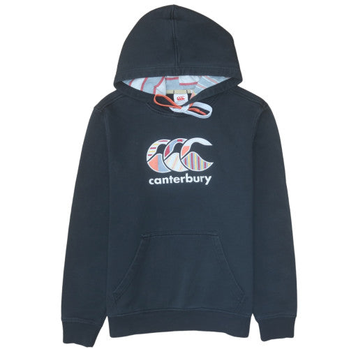 Canterbury Womens Navy Hoodie Size 14 Pullover Cotton Blend Logo Design