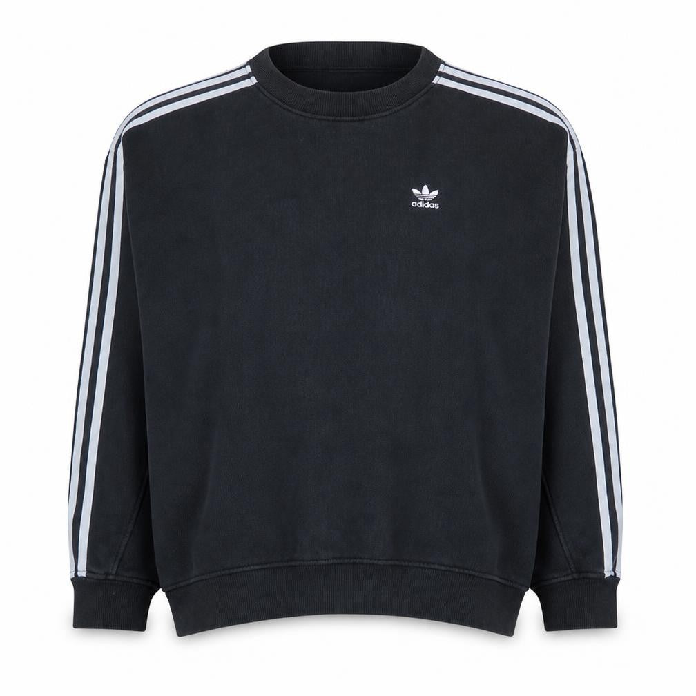 Front view of Adidas Women Black Crew Neck Pullover Sweatshirt, size 8, UK Casual