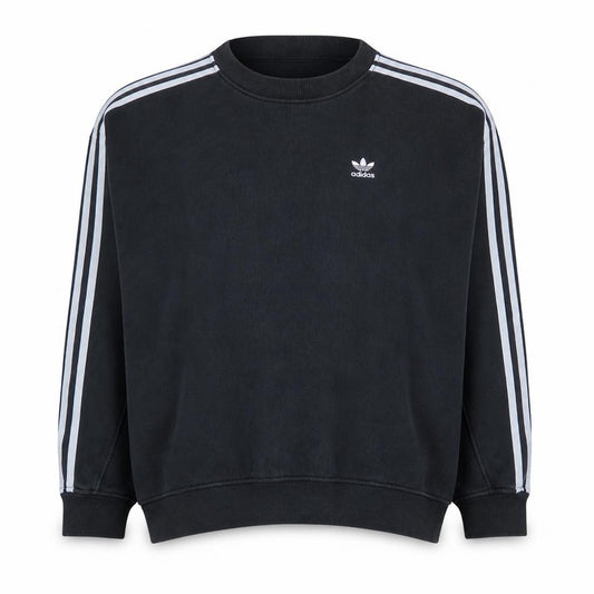 Front view of Adidas Women Black Crew Neck Pullover Sweatshirt, size 8, UK Casual