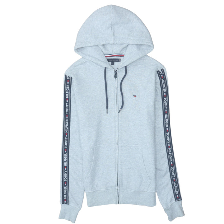 Tommy Hilfiger Men's Grey Full Zip Hoodie Size S Logo Tape
