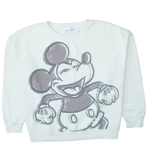 Disney x Primark Women White Mickey Mouse XL Sweatshirt Cozy Pullover