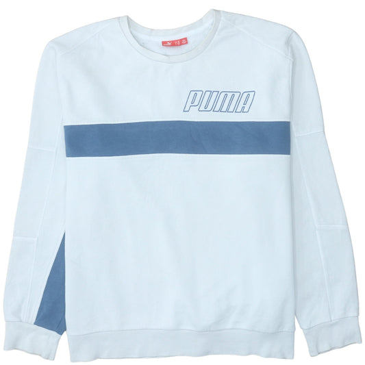 Puma Men’s White Blue 2XL Pullover Crew Neck Sweatshirt