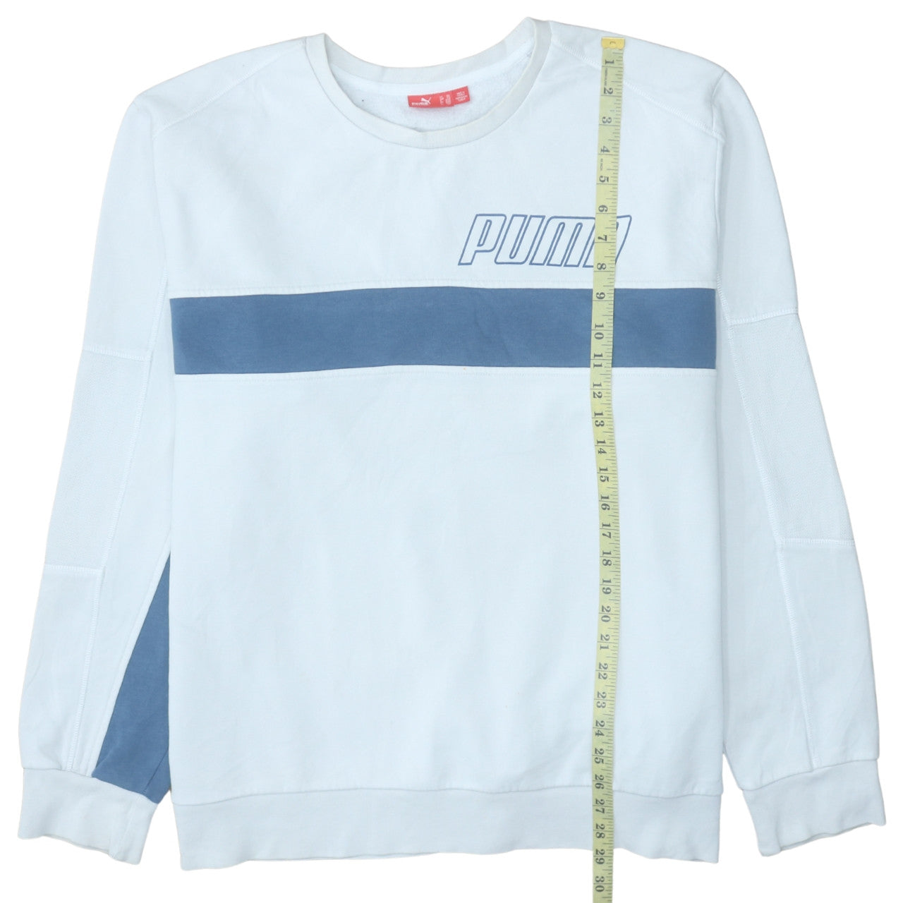 Puma Men’s White Blue 2XL Pullover Crew Neck Sweatshirt