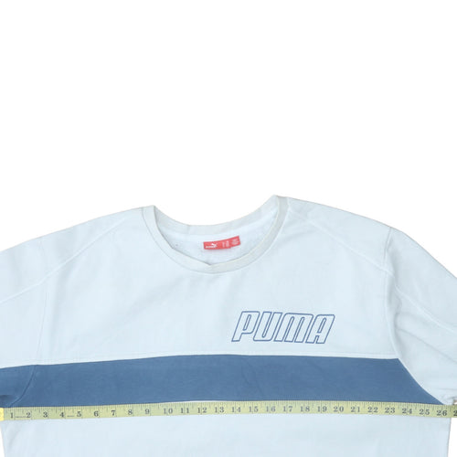 Puma Men’s White Blue 2XL Pullover Crew Neck Sweatshirt