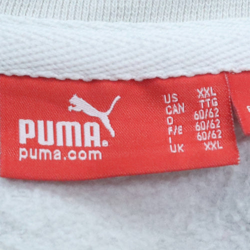 Puma Men’s White Blue 2XL Pullover Crew Neck Sweatshirt