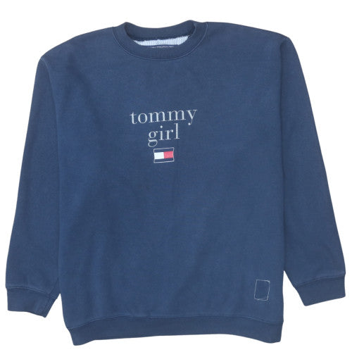 Tommy Hilfiger Women Navy Blue Crew Neck Cotton Sweatshirt L