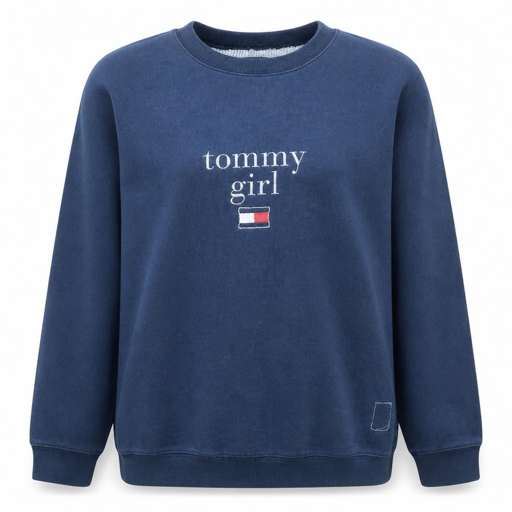 Tommy Hilfiger Women Navy Blue Crew Neck Cotton Sweatshirt L
