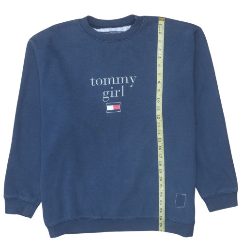 Tommy Hilfiger Women Navy Blue Crew Neck Cotton Sweatshirt L