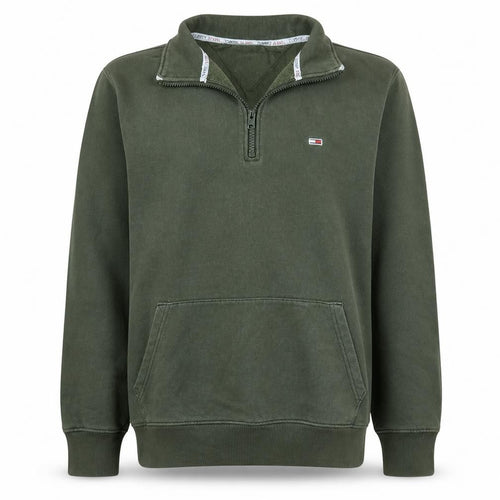 Tommy Jeans Men's Green 1/4 Zip Fleece Sweatshirt Size S