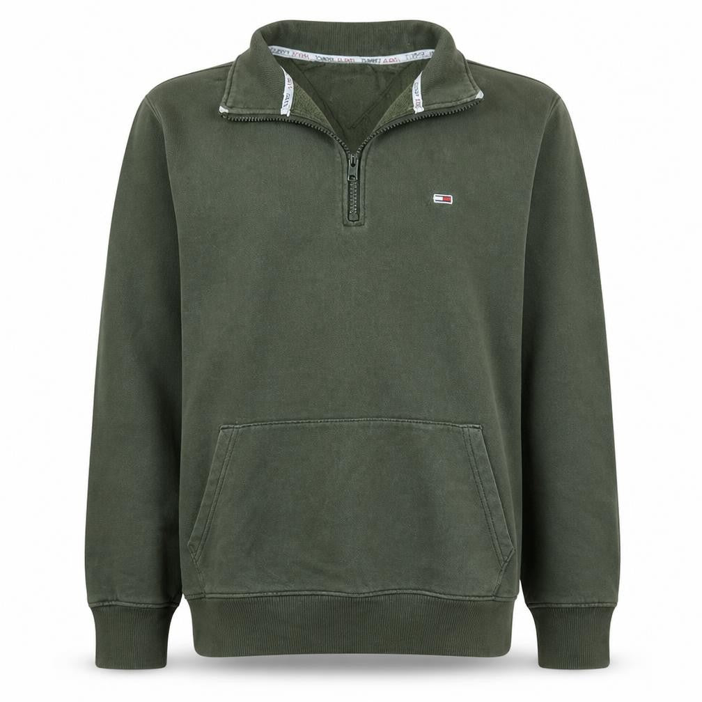 Tommy Jeans Men's Green 1/4 Zip Fleece Sweatshirt Size S