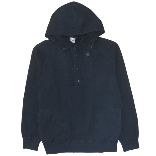 Nike Men's Black L Henley Fleece Hoodie Pullover Sweatshirt