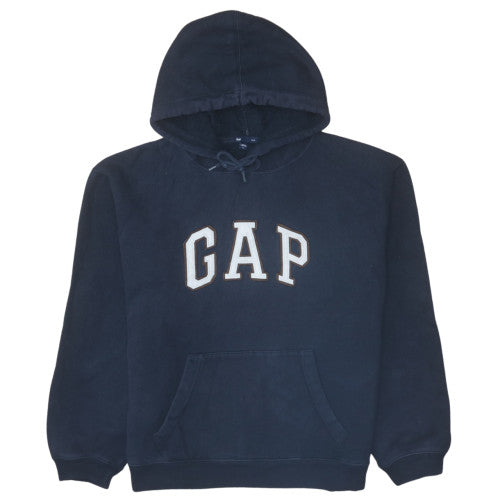 GAP Men's Blue Pullover Hoodie Medium Fleece Logo Sweatshirt