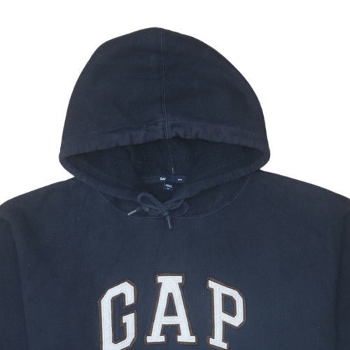GAP Men's Blue Pullover Hoodie Medium Fleece Logo Sweatshirt