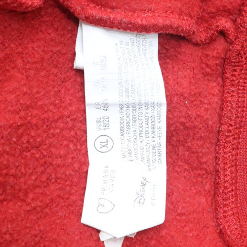 Disney Womens Red Mickey & Pluto Pullover Hoodie XL Cotton Blend