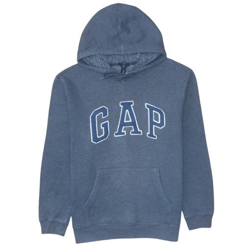 GAP Men Blue Pullover Hoodie L Fleece Lined Classic Logo Style