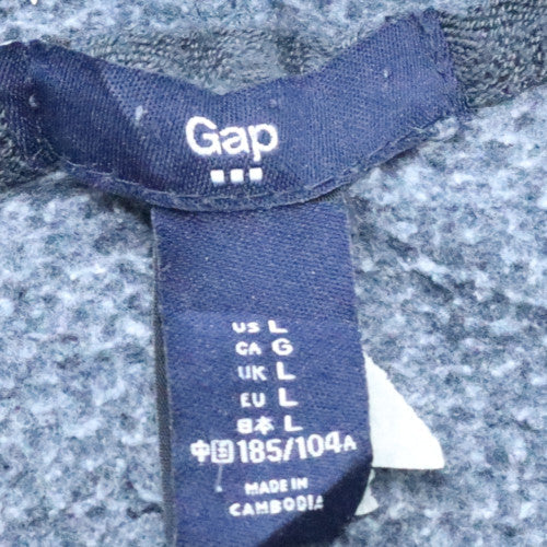GAP Men Blue Pullover Hoodie L Fleece Lined Classic Logo Style