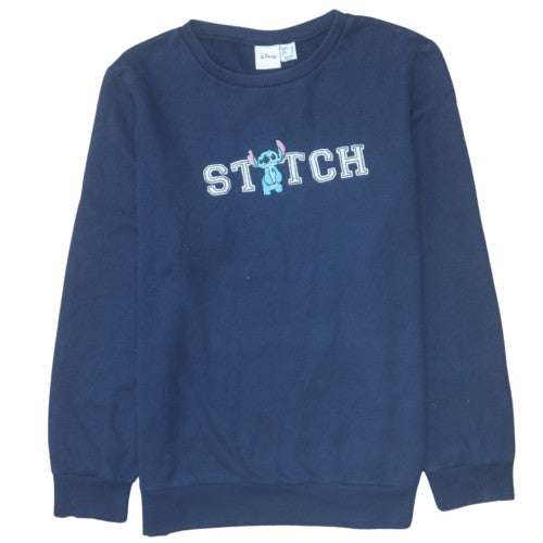 Disney Women Navy Blue Stitch Sweatshirt UK 10 Pullover Crew Neck
